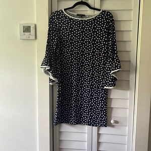 Tiana B navy mid sleeves dress with white polkadots very soft material